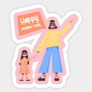 Black Happy Mothers Day Sticker